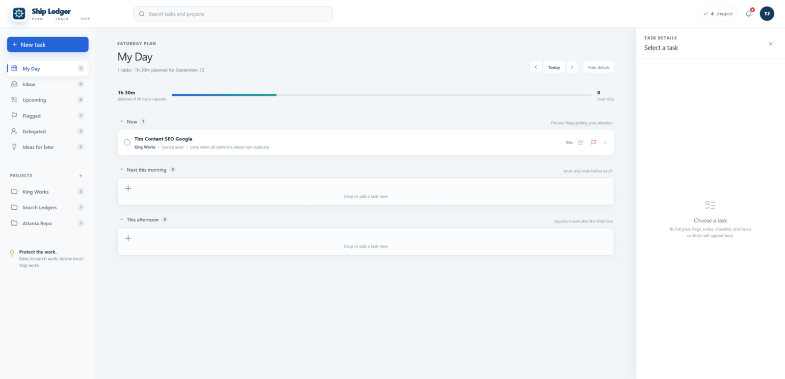 Ship Ledger My Day interface